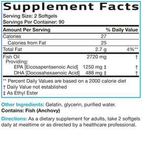 Bronson Huile de Poisson Omega-3 2720 mg 180 Gélules - gélules dans la main