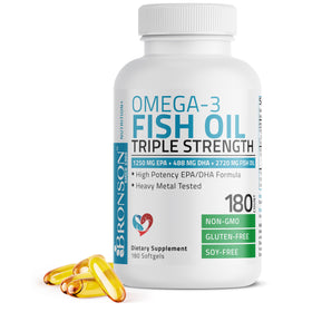 Bronson Huile de Poisson Omega-3 2720 mg 180 Gélules - vue avant
