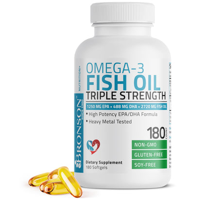 Bronson Huile de Poisson Omega-3 2720 mg 180 Gélules - vue avant