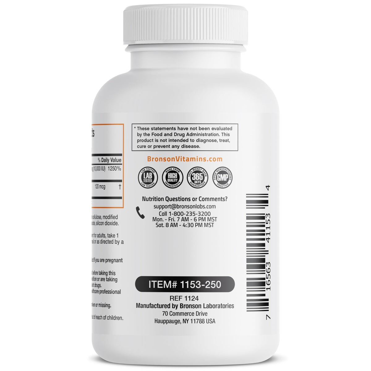 Bronson K2 D3 Extra Fort 250 Capsules avec informations nutritionnelles