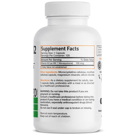 Bronson K2 MK-7 capsules bottle with 120 count