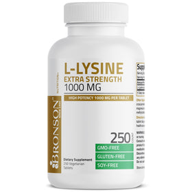 Bronson L-Lysine Extra Strength 1000 mg 250 comprimés végétariens côté