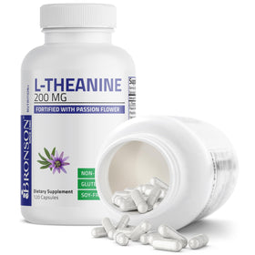 Bronson L-Theanine 200 mg avec Passiflore, capsules sur une table