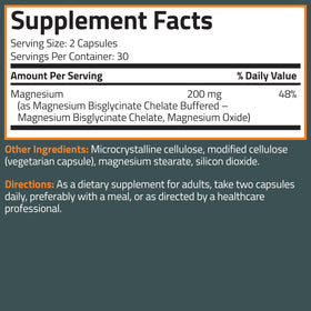 Bronson Magnésium Glycinate 200 mg - Capsules sur une table en bois