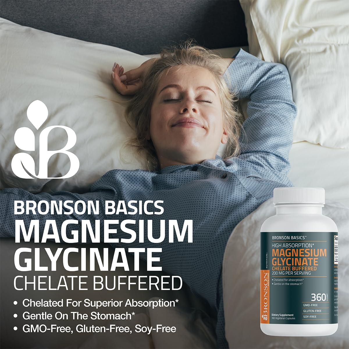 Bronson Magnésium Glycinate 200 mg - Capsules végétariennes ouvertes