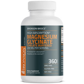 Bronson Magnésium Glycinate 200 mg sur une surface en bois