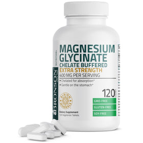 Bronson Magnésium Glycinate 400 mg 120 comprimés devant l'emballage