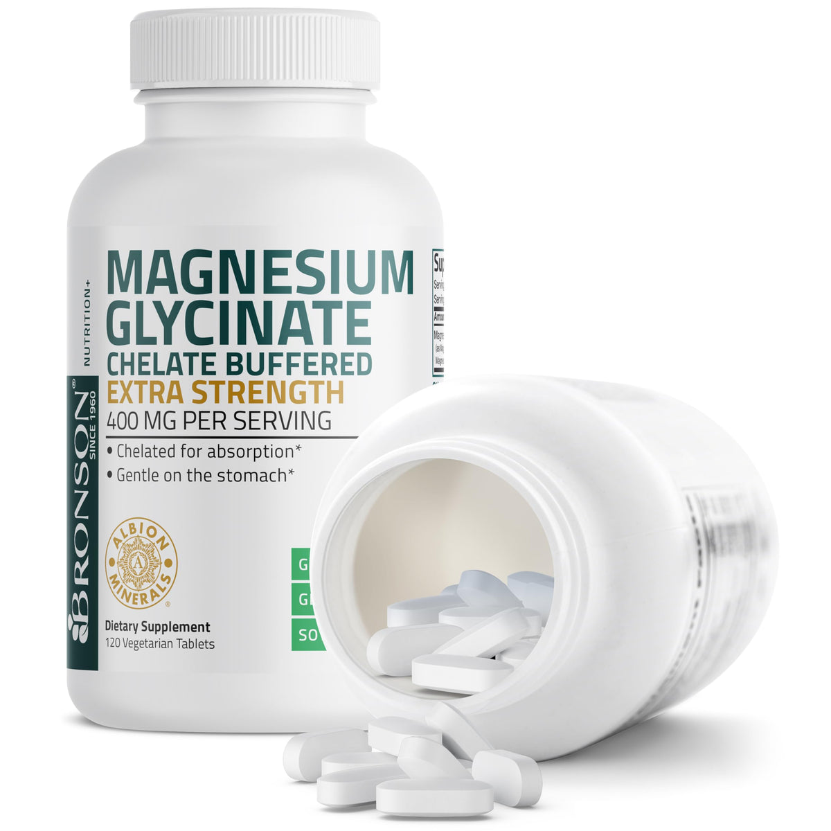 Bronson Magnésium Glycinate 400 mg étiquette détaillée