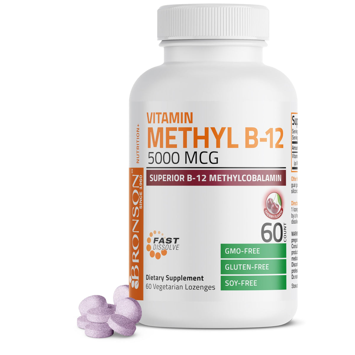 Bronson Methyl B12 5000 mcg comprimés sublinguaux, boîte vue de face