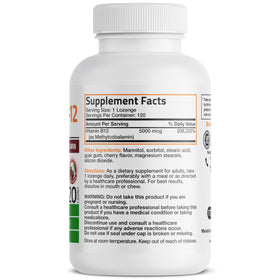 Bronson Methyl B12 5000 mcg comprimés, vue latérale avec dosage