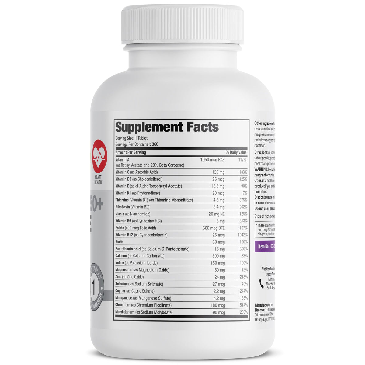 Bronson Multivitamine Complète Femme 50+ comprimés sur un fond neutre