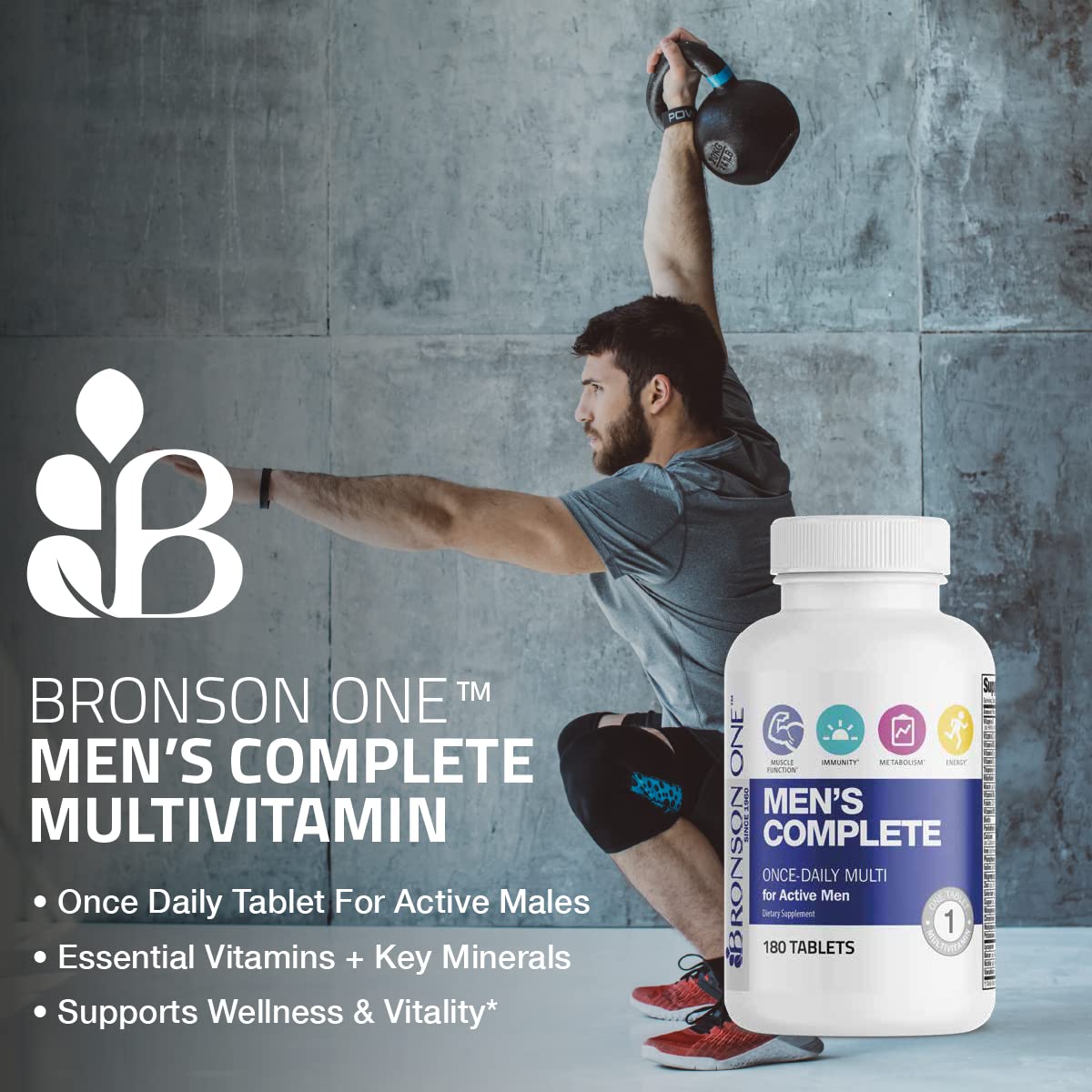 Bronson Multivitamine Complète Homme 180 comprimés, étiquette de composition