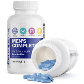 Bronson Multivitamine Complète Homme 180 comprimés, flacon sur fond blanc