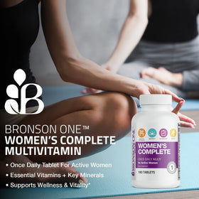 Bronson Multivitamines Complètes pour Femmes 180 Comprimés avec un verre d'eau