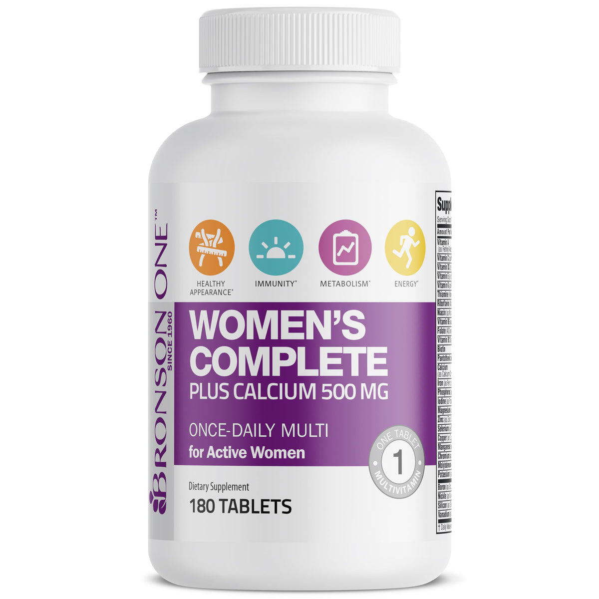 Bronson Multivitamines Complètes pour Femmes 180 Comprimés sur une table