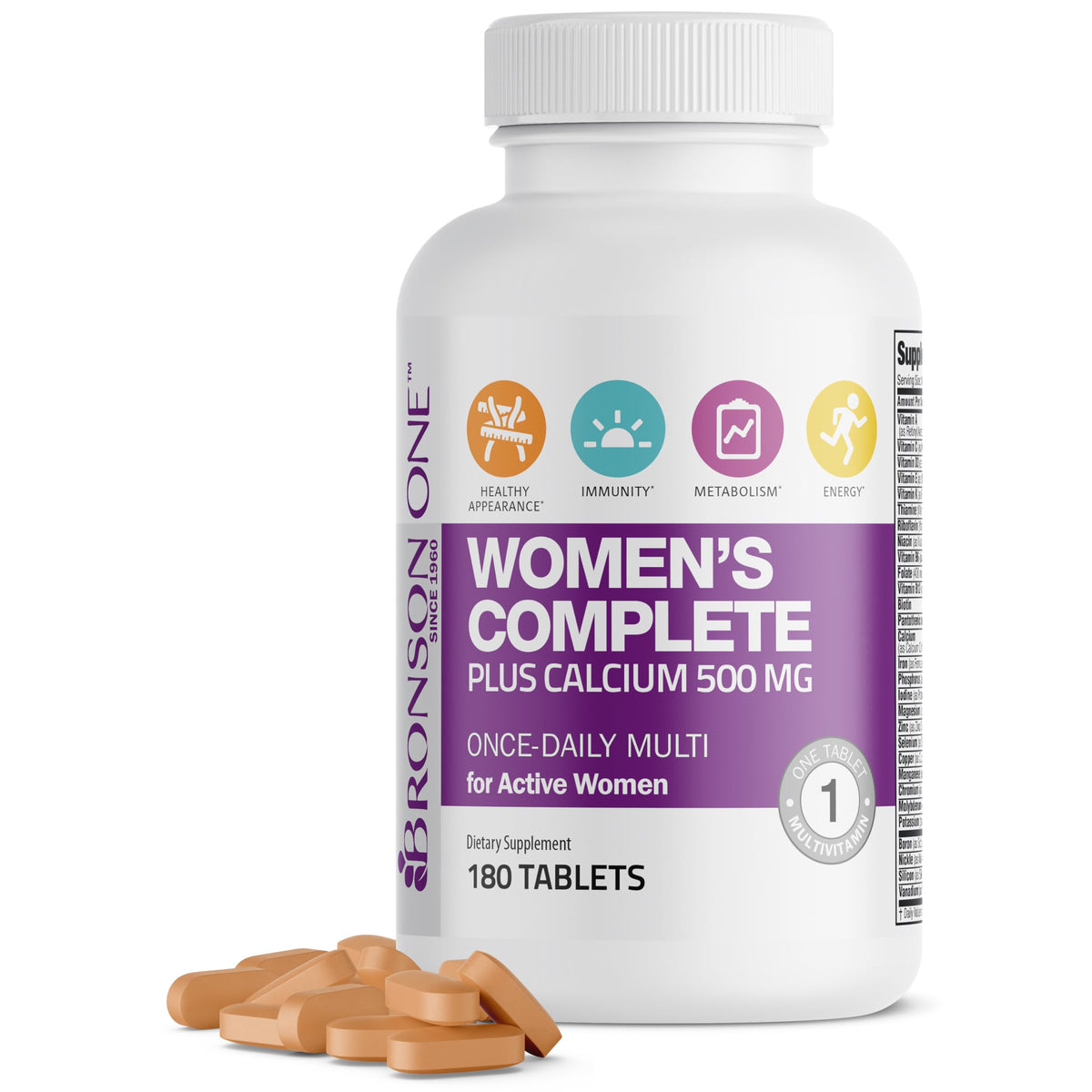 Bronson Multivitamines Complètes pour Femmes 180 Comprimés vue avant
