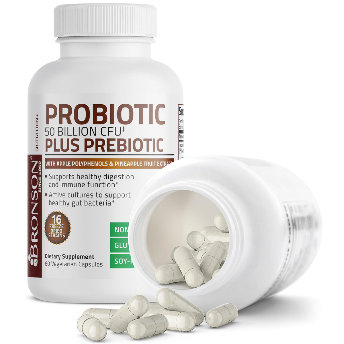 Bronson Probiotique 50 Milliards CFU - Capsules dans un verre