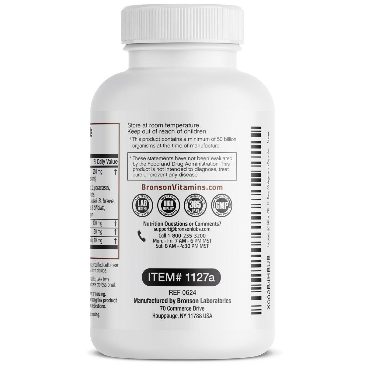 Bronson Probiotique 50 Milliards CFU - Capsules sur un fond en bois