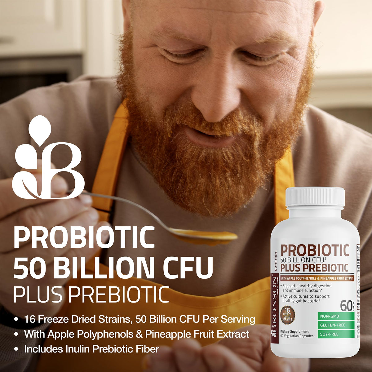 Bronson Probiotique 50 Milliards CFU - Capsules végétariennes ouvertes