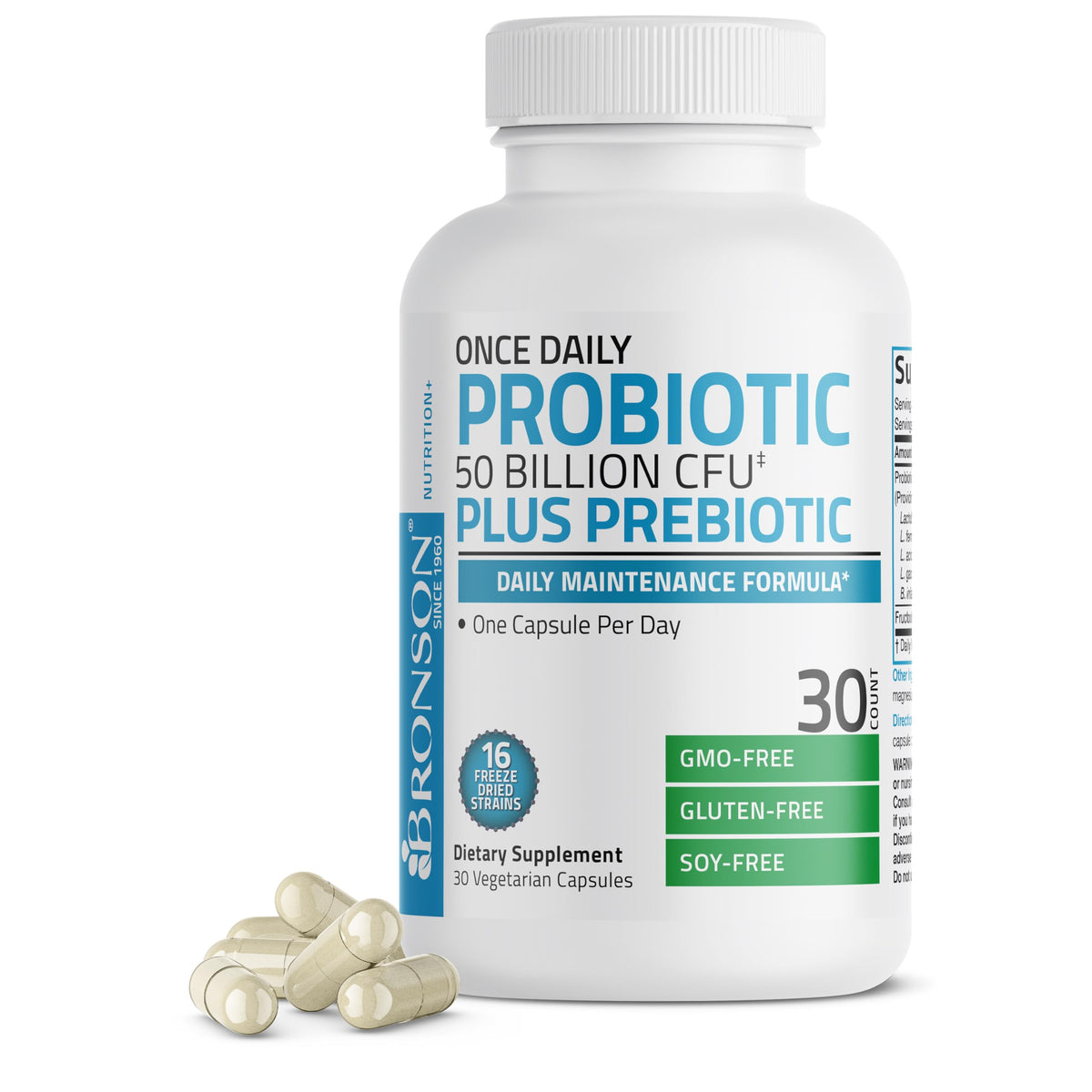 Bronson Probiotique Quotidien 50 Milliards CFU 30 Capsules avant