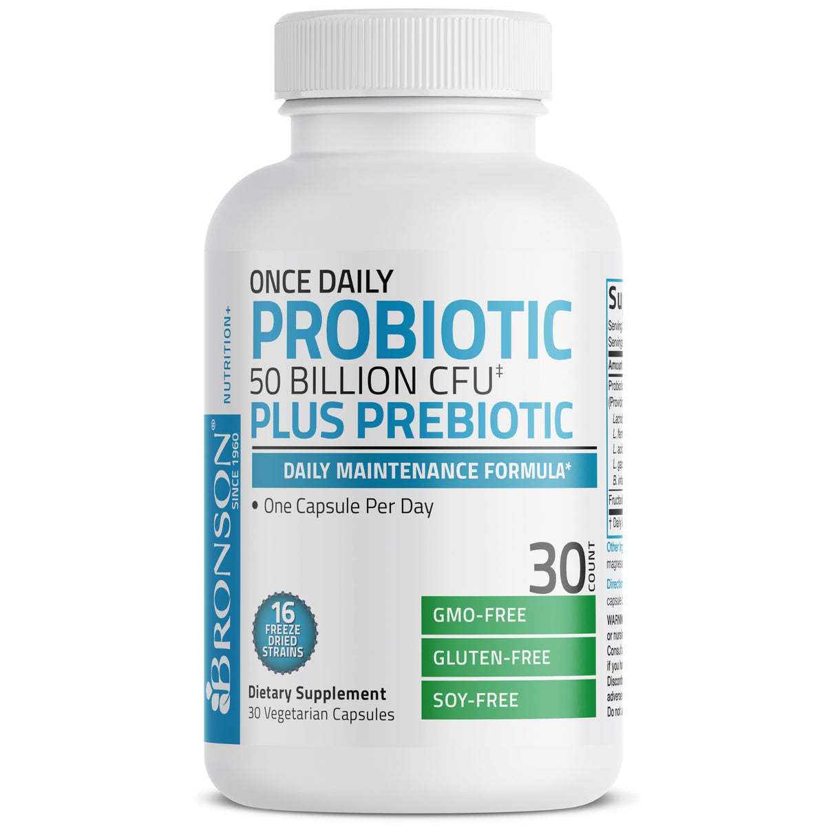 Bronson Probiotique Quotidien 50 Milliards CFU 30 Capsules avec étiquette