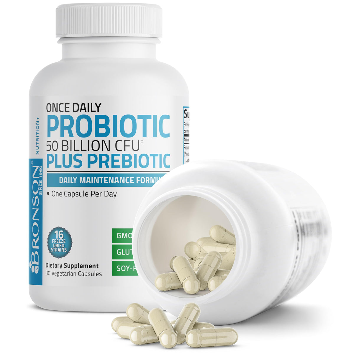 Bronson Probiotique Quotidien 50 Milliards CFU 30 Capsules en main