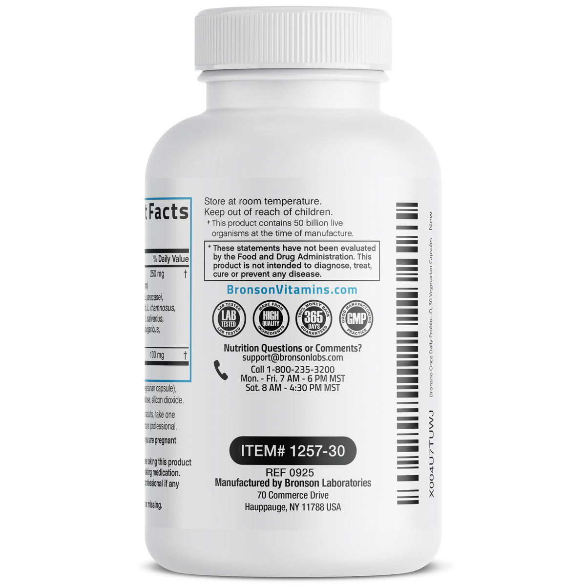 Bronson Probiotique Quotidien 50 Milliards CFU 30 Capsules sur une table