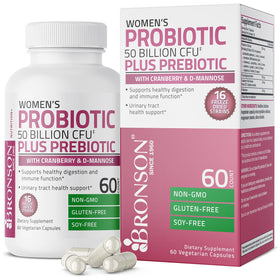 Bronson Probiotiques Femmes 50 Milliards CFU 60 Capsules Végétariennes - vue avant