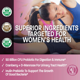 Bronson Probiotiques Femmes 50 Milliards CFU 60 Capsules Végétariennes - étiquette détaillée
