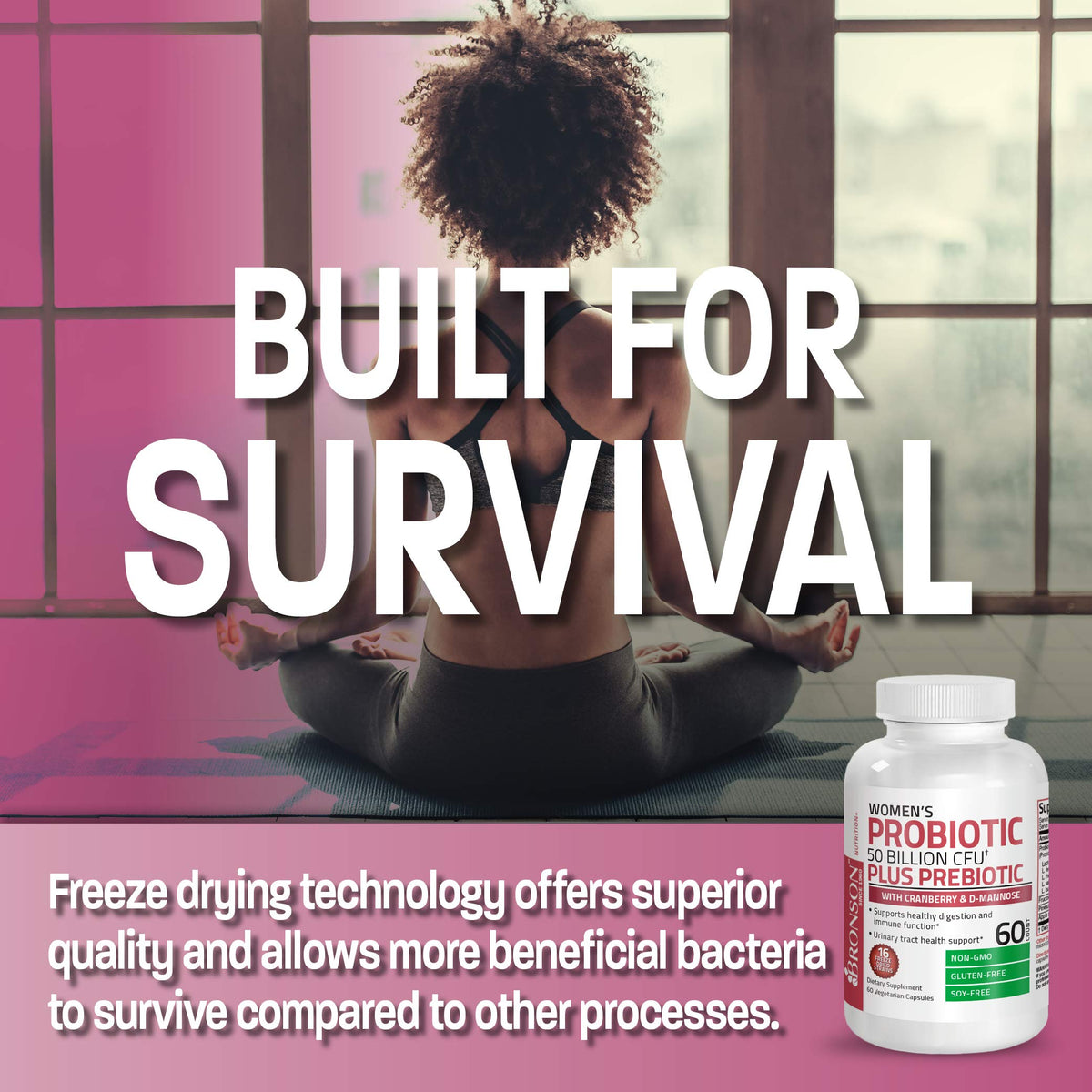 Bronson Probiotiques Femmes 50 Milliards CFU 60 Capsules Végétariennes - format de capsule