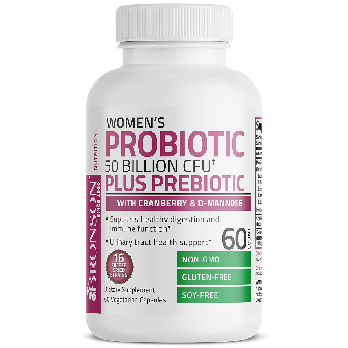 Bronson Probiotiques Femmes 50 Milliards CFU 60 Capsules Végétariennes - vue des capsules