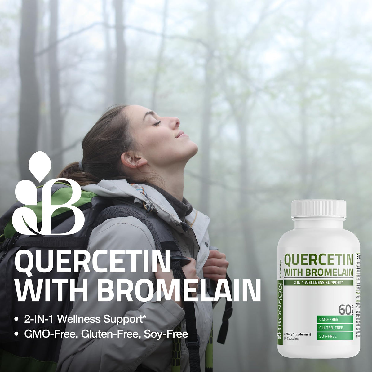 Bronson Quercétine et Bromélaïne 120 capsules côté