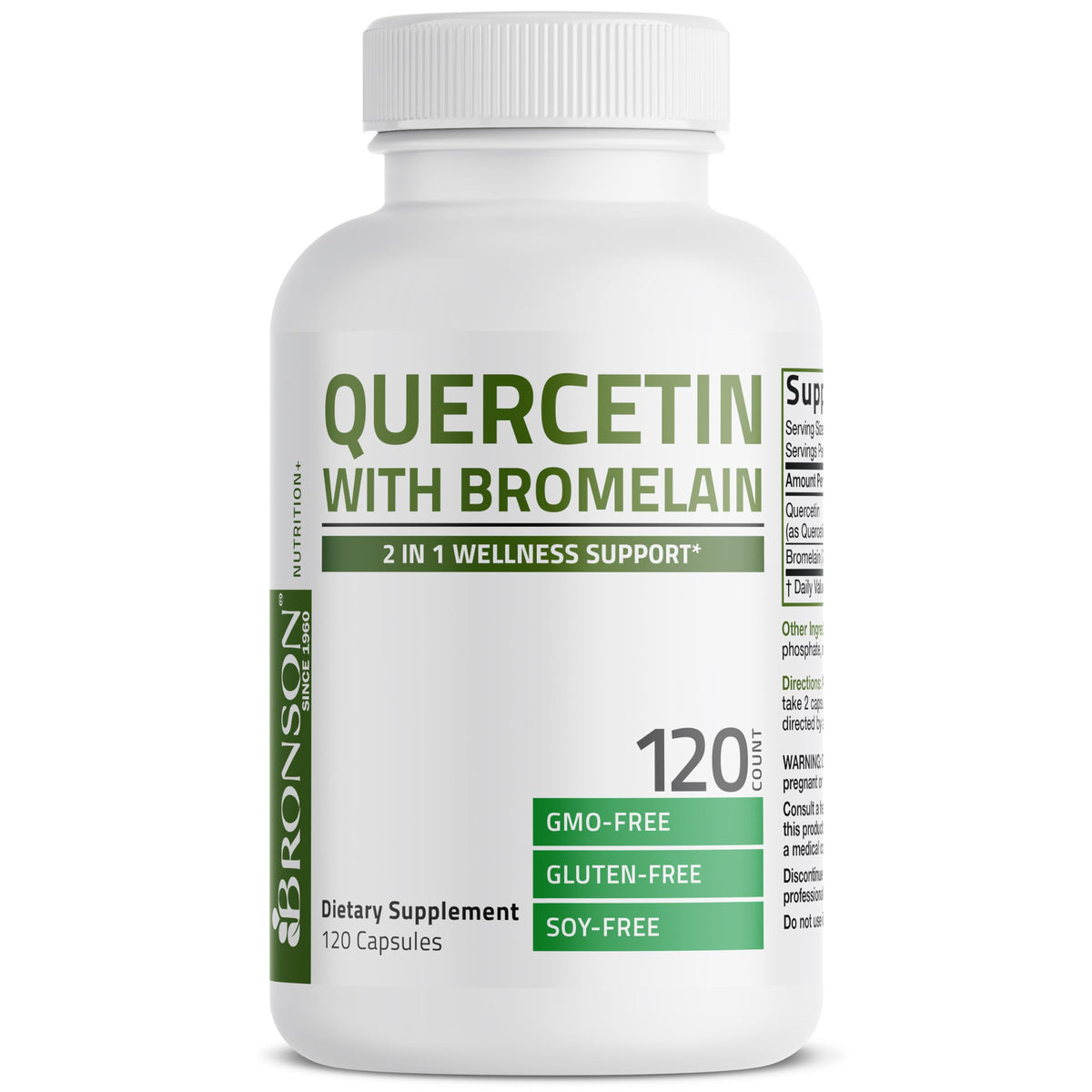 Bronson Quercétine et Bromélaïne 120 capsules en main