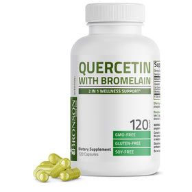 Bronson Quercétine et Bromélaïne 120 capsules vue avant