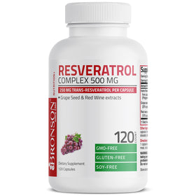 Bronson Resvératrol Complex 500 mg 120 capsules avec étiquette