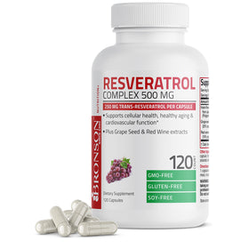 Bronson Resvératrol Complex 500 mg 120 capsules vue de face