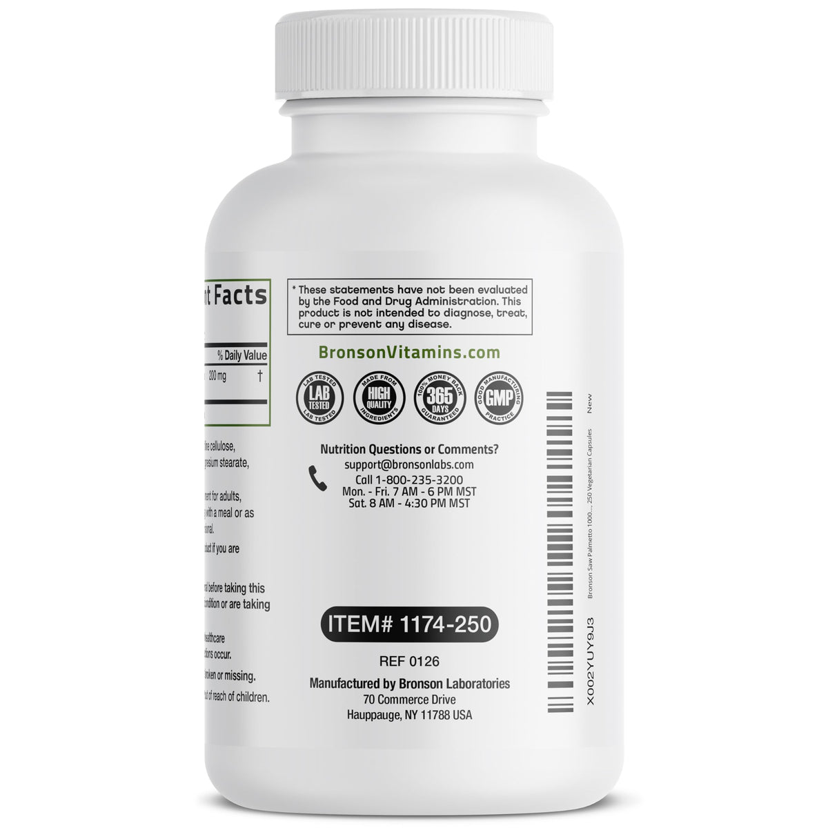 Bronson Saw Palmetto 250 capsules sur table
