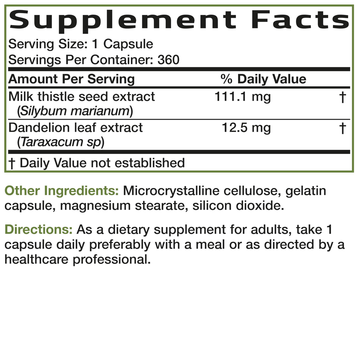 Bronson Silymarin Marianum 360 capsules avec des ingrédients naturels