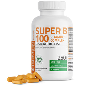 Bronson Super B100 Complexe de Vitamines B 250 comprimés vue de face
