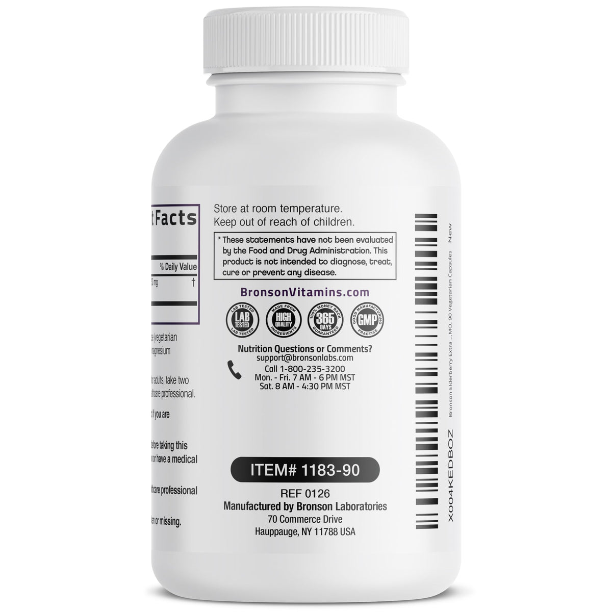 Bronson Sureau Extra Fort 90 Capsules Végétariennes - étiquette détaillée