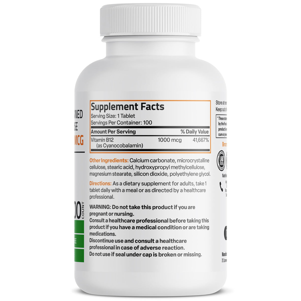 Bronson Vitamine B12 1000 mcg comprimés arrière