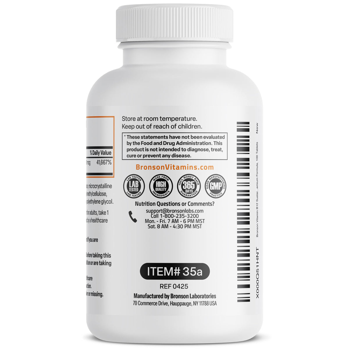 Bronson Vitamine B12 1000 mcg comprimés avec des ingrédients