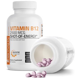 Bronson Vitamine B12 2500 mcg comprimés cerise avec vue sur dosage