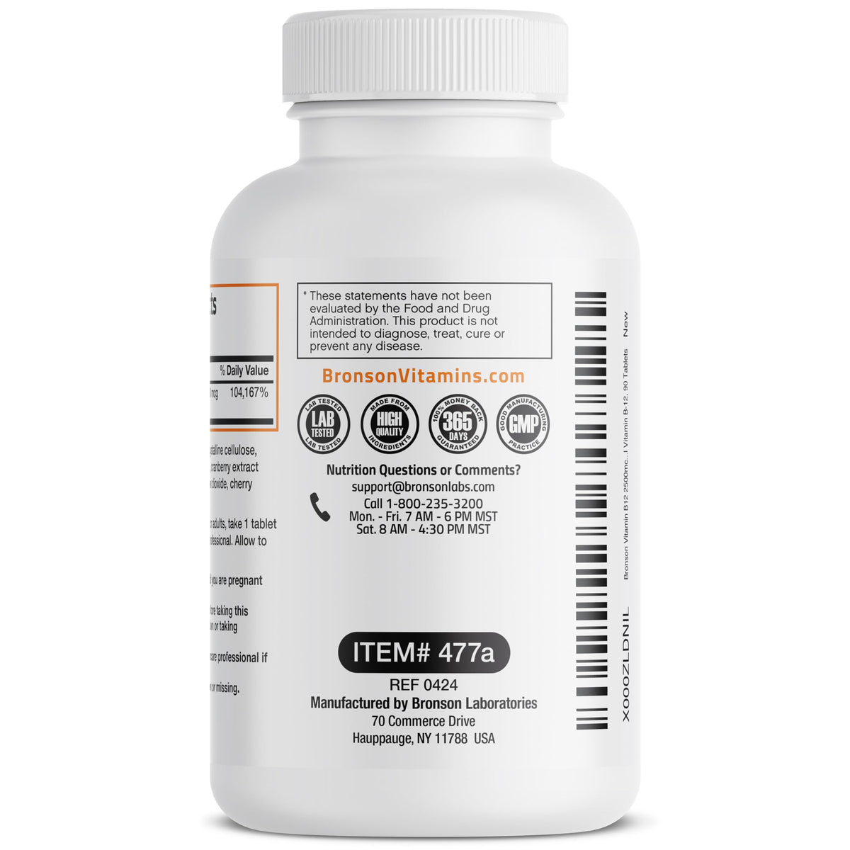 Bronson Vitamine B12 2500 mcg comprimés cerise sur une table