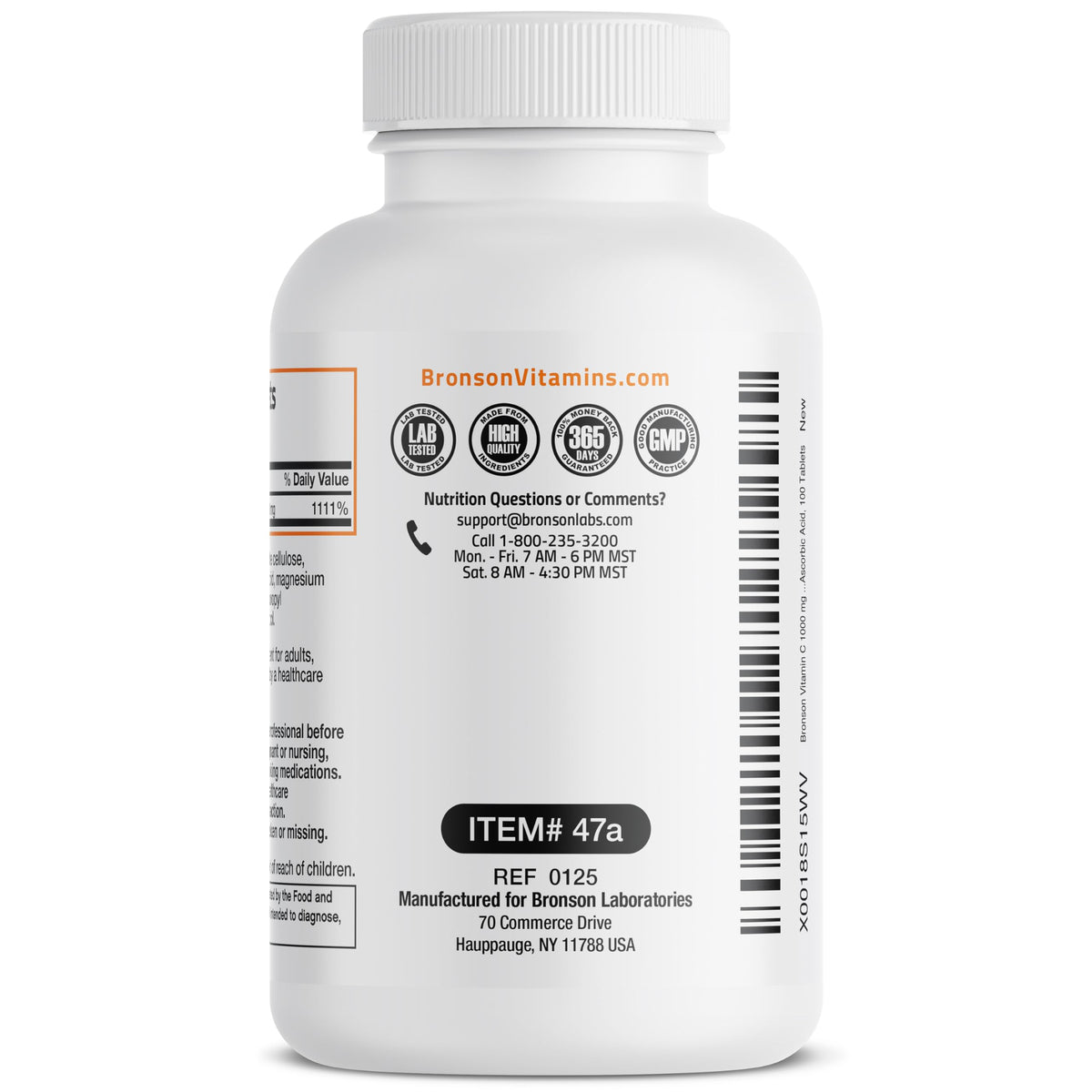 Bronson Vitamine C 1000mg 100 comprimés sur fond blanc