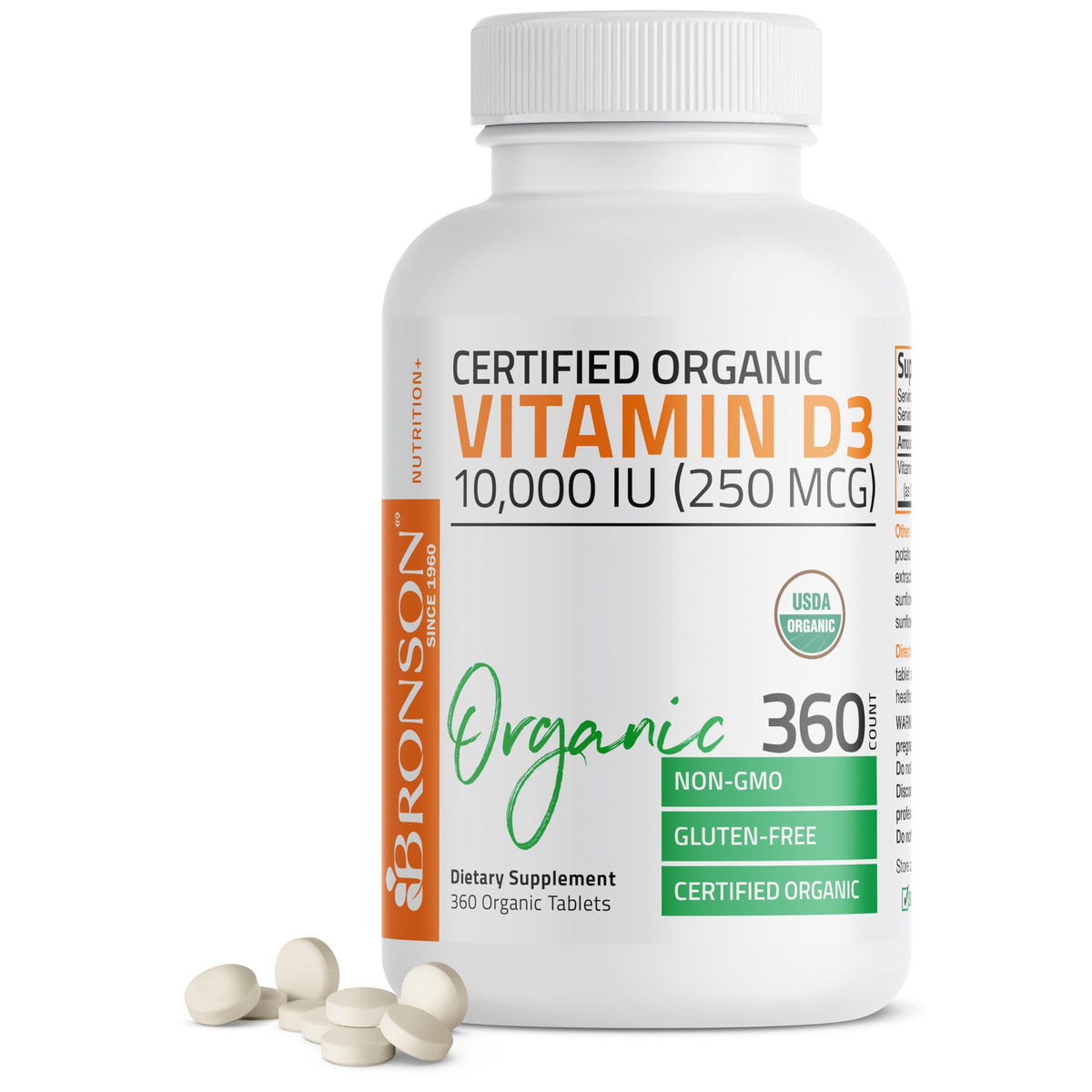 Bronson Vitamine D3 10 000 UI, 360 comprimés, emballage avant