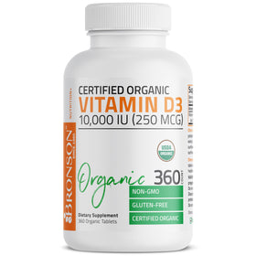 Bronson Vitamine D3, étiquette avec logo USDA