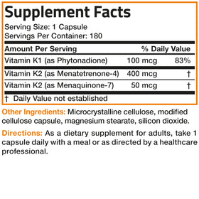Bronson Vitamine K Triple Play 180 capsules avec ingrédients