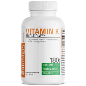 Bronson Vitamine K Triple Play 180 capsules étiquetage