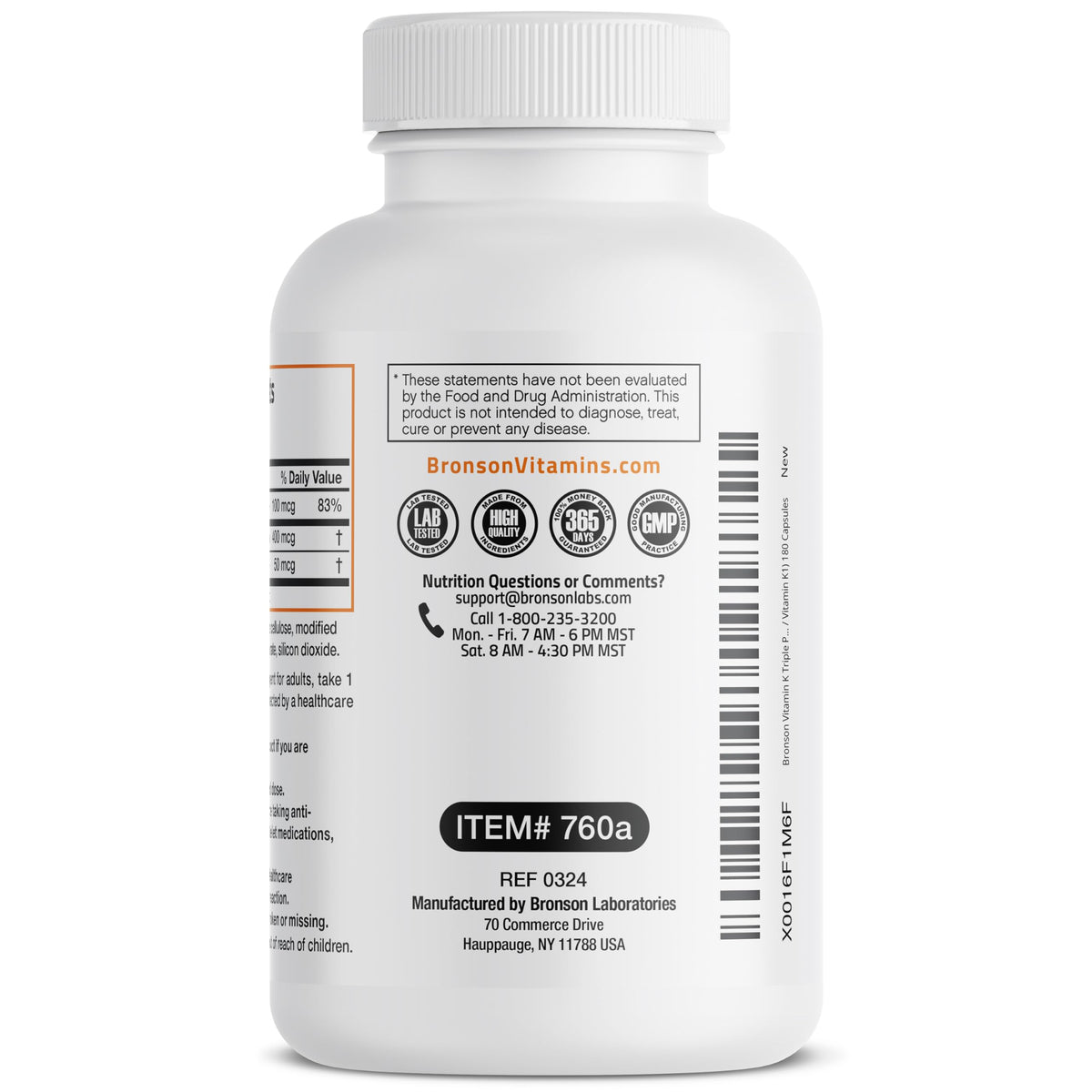 Bronson Vitamine K Triple Play 180 capsules sur une table